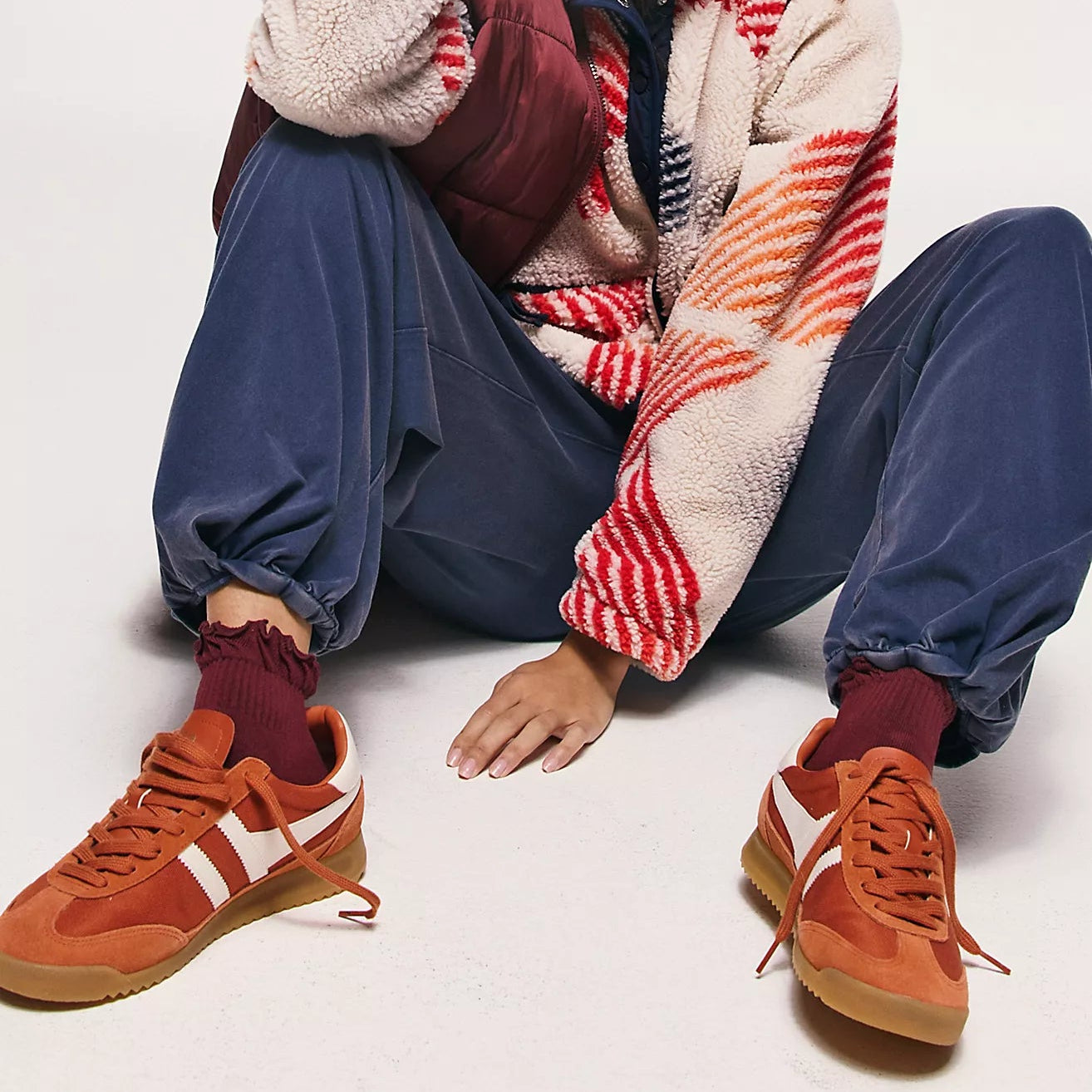 Gola Tornado Sneaker in Moody Orange + Off White