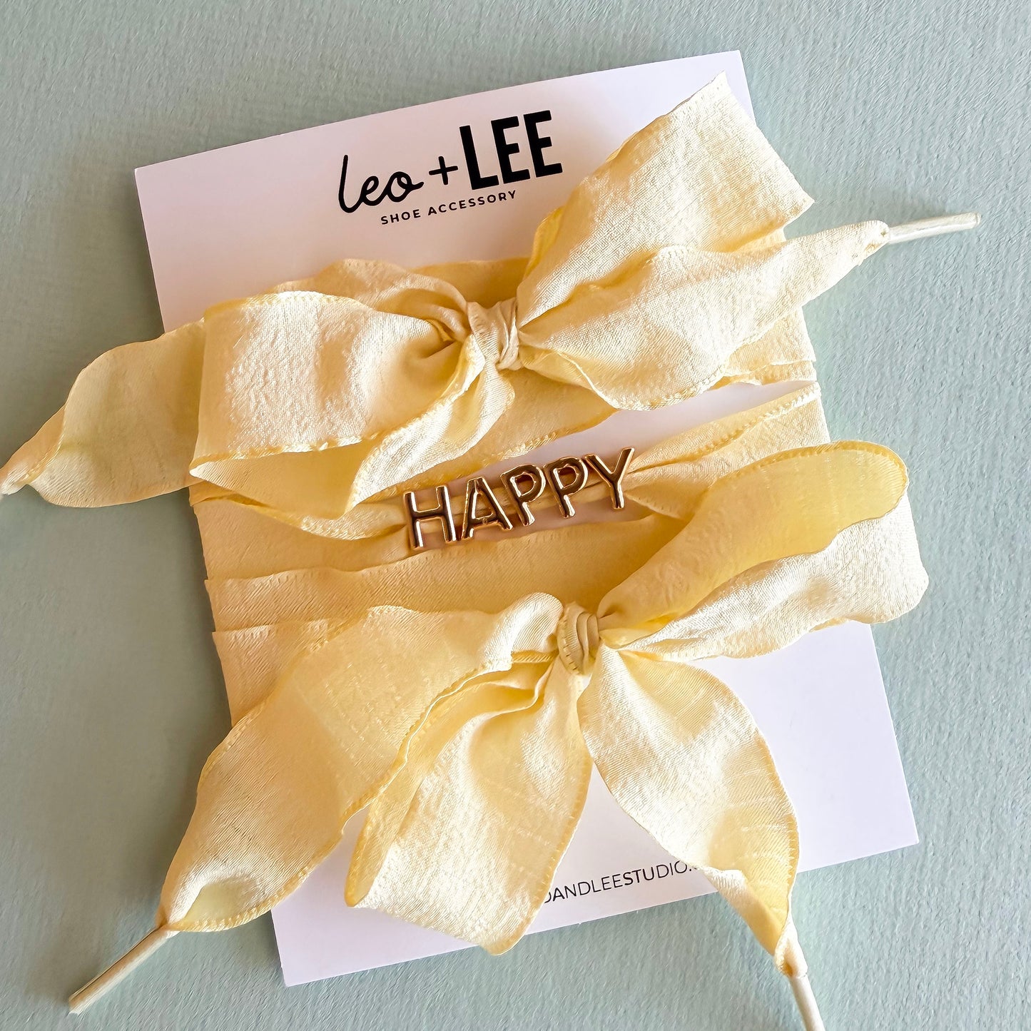 Leo and Lee Sneaker Lace Charm Sets- Butter Yellow + Happy Letter Charms