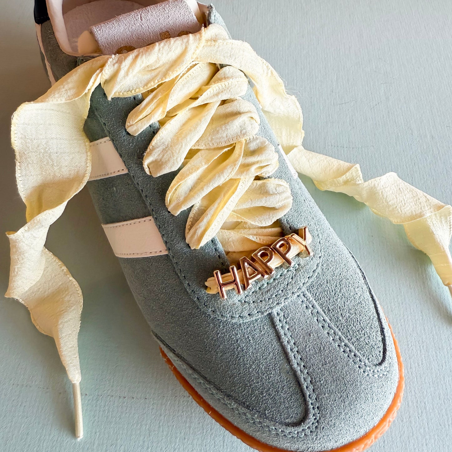 Leo and Lee Sneaker Lace Charm Sets- Butter Yellow + Happy Letter Charms