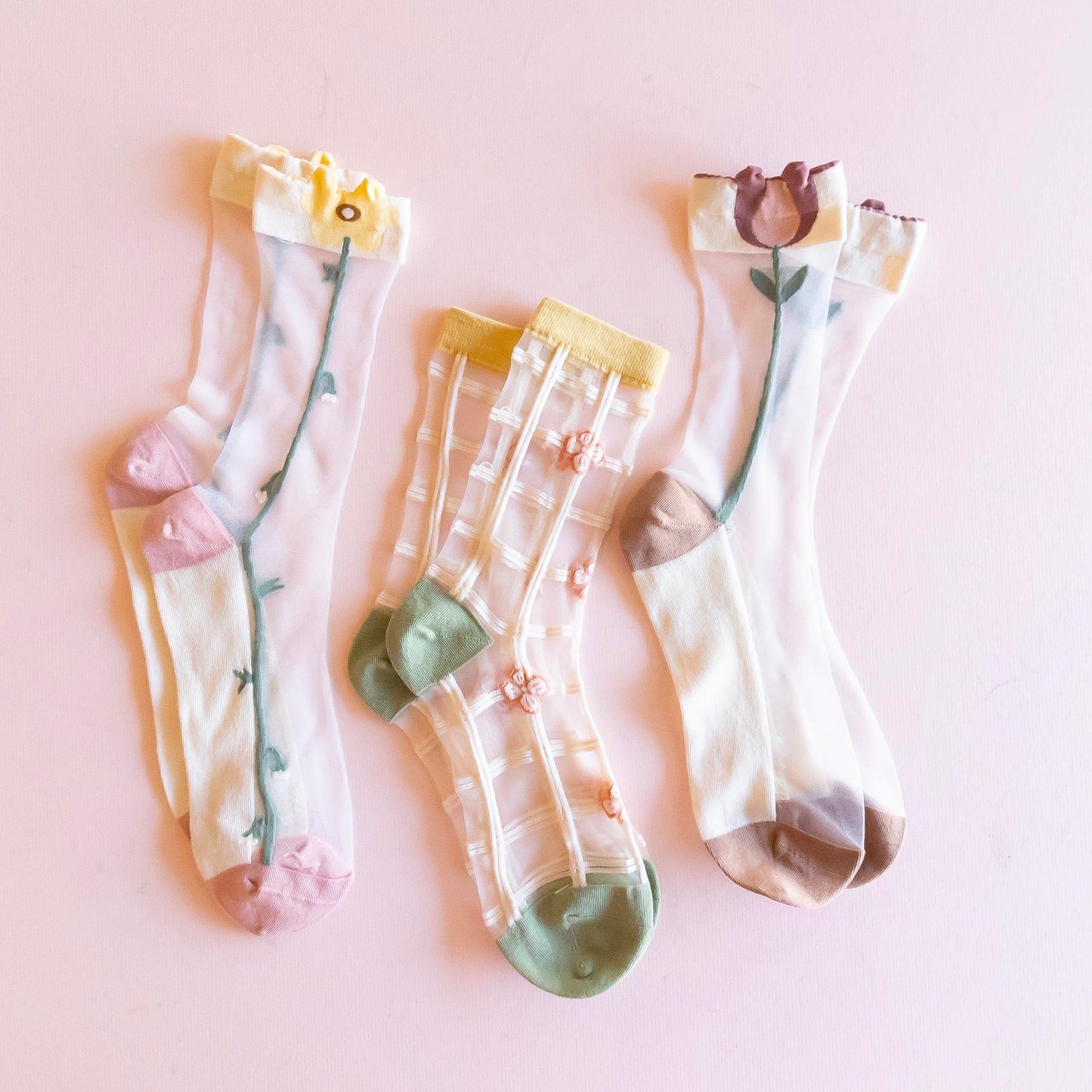 Spring Floral Glass Sock Set
