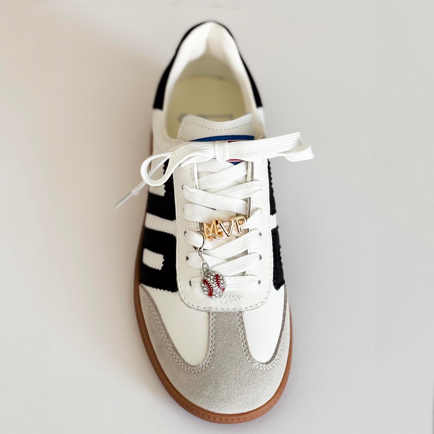 Baseball Shoe Lace Charm Set – “MVP” Gold Letter Charms with Baseball Pendant – Sports Fan Sneaker Accessories