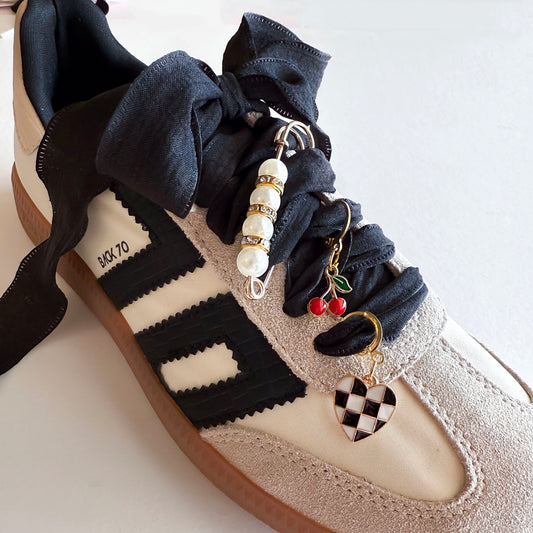 Leo and Lee Sneaker Lace Charm Sets- Black Laces + Shoe Charms