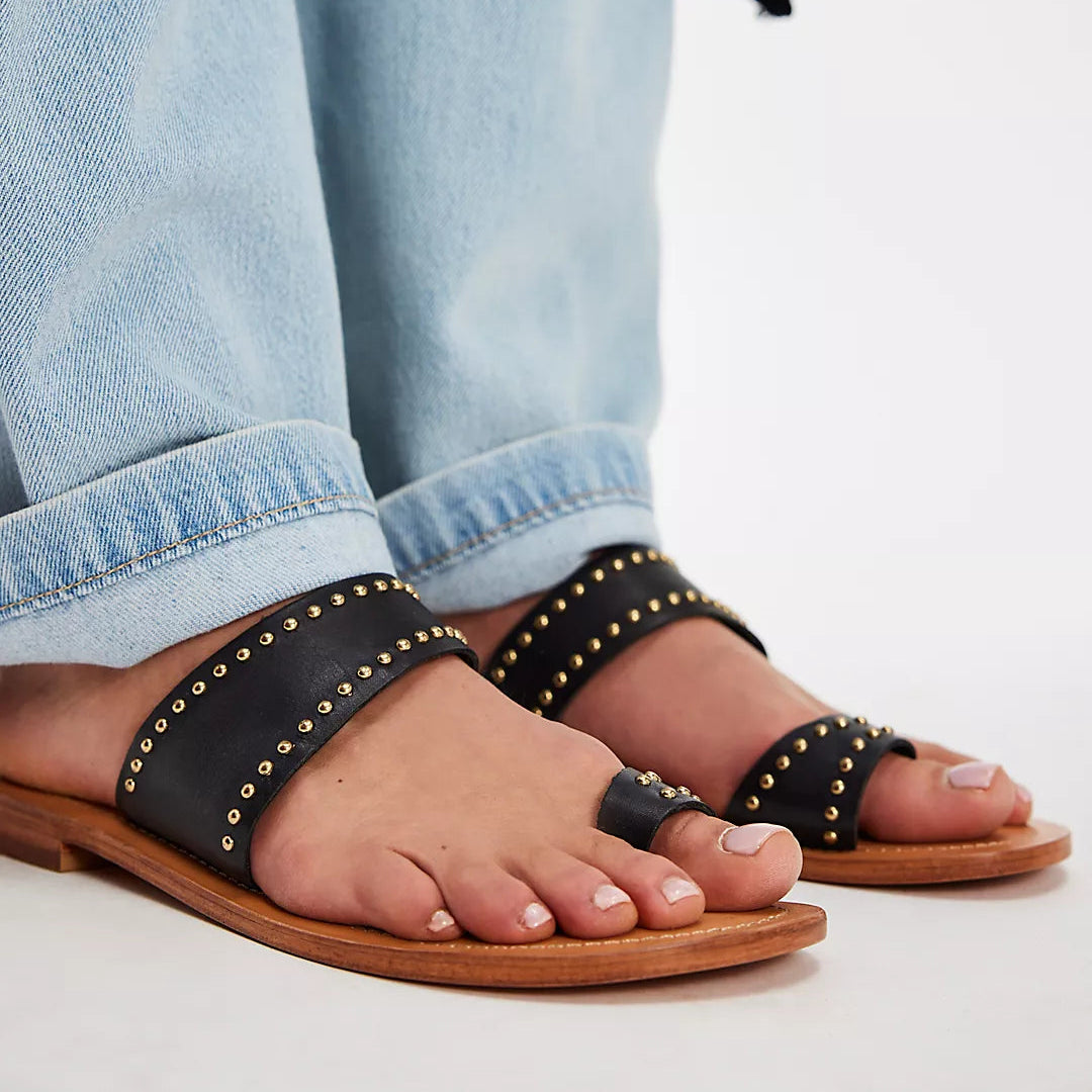 The Amelie Tiny Stud sandal is a free people classic leather sandal with tiny metal studs