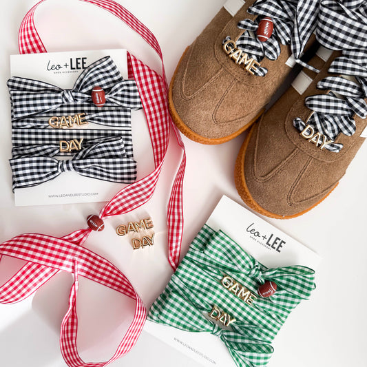 Game Day Gingham Sneaker Lace Charm Set – Football Shoe Accessories