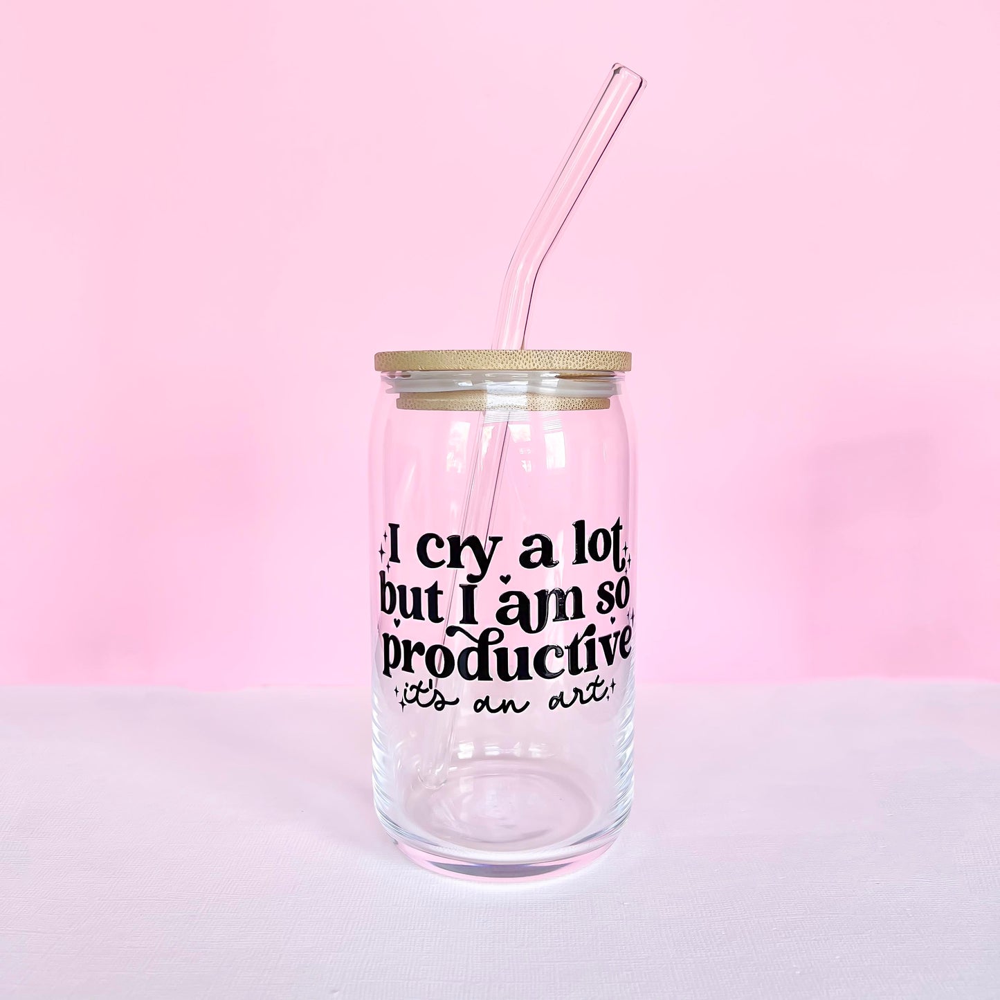 I cry a lot but I am so productive Glass Tumbler - It’s an art | The Tortured Poets Department, new Taylor Swift Album, TTPD glass can, i cry a lot glass can