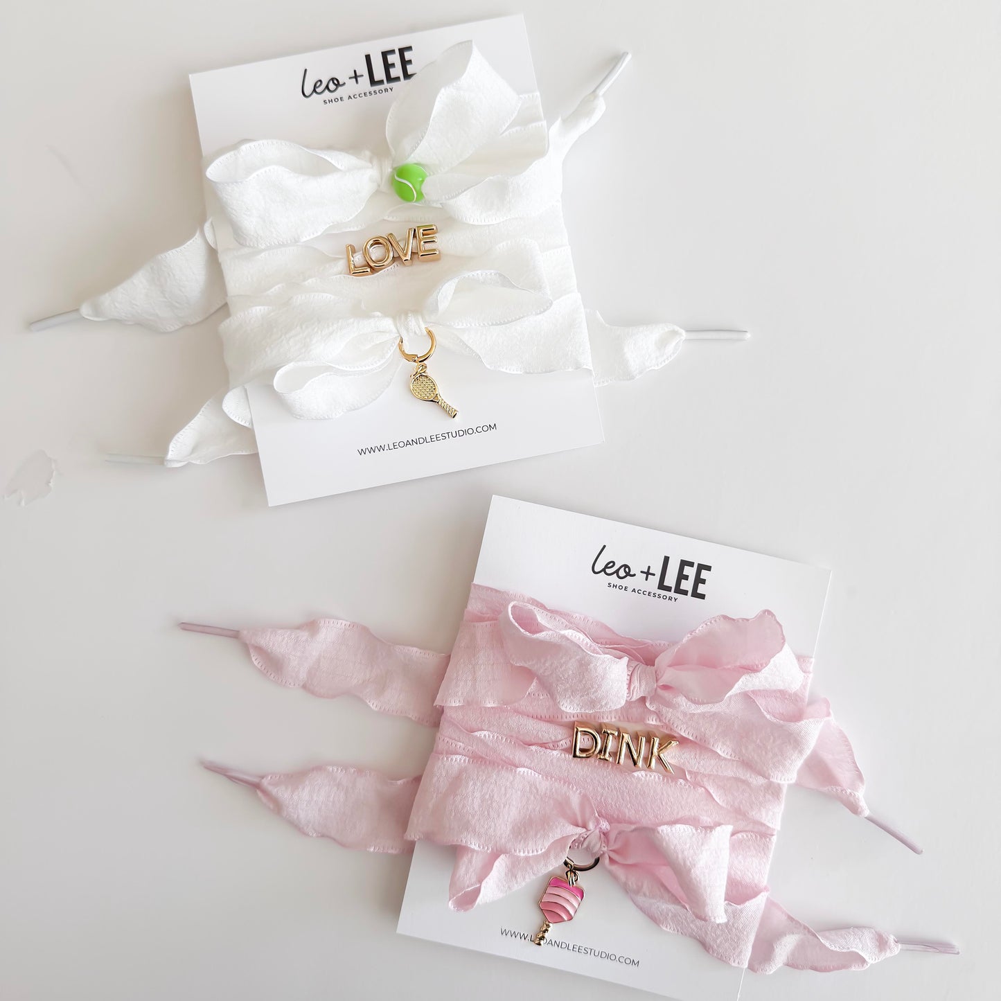 Pickleball Sneaker Charm Set – “DINK” Gold Charm + Pink Paddle