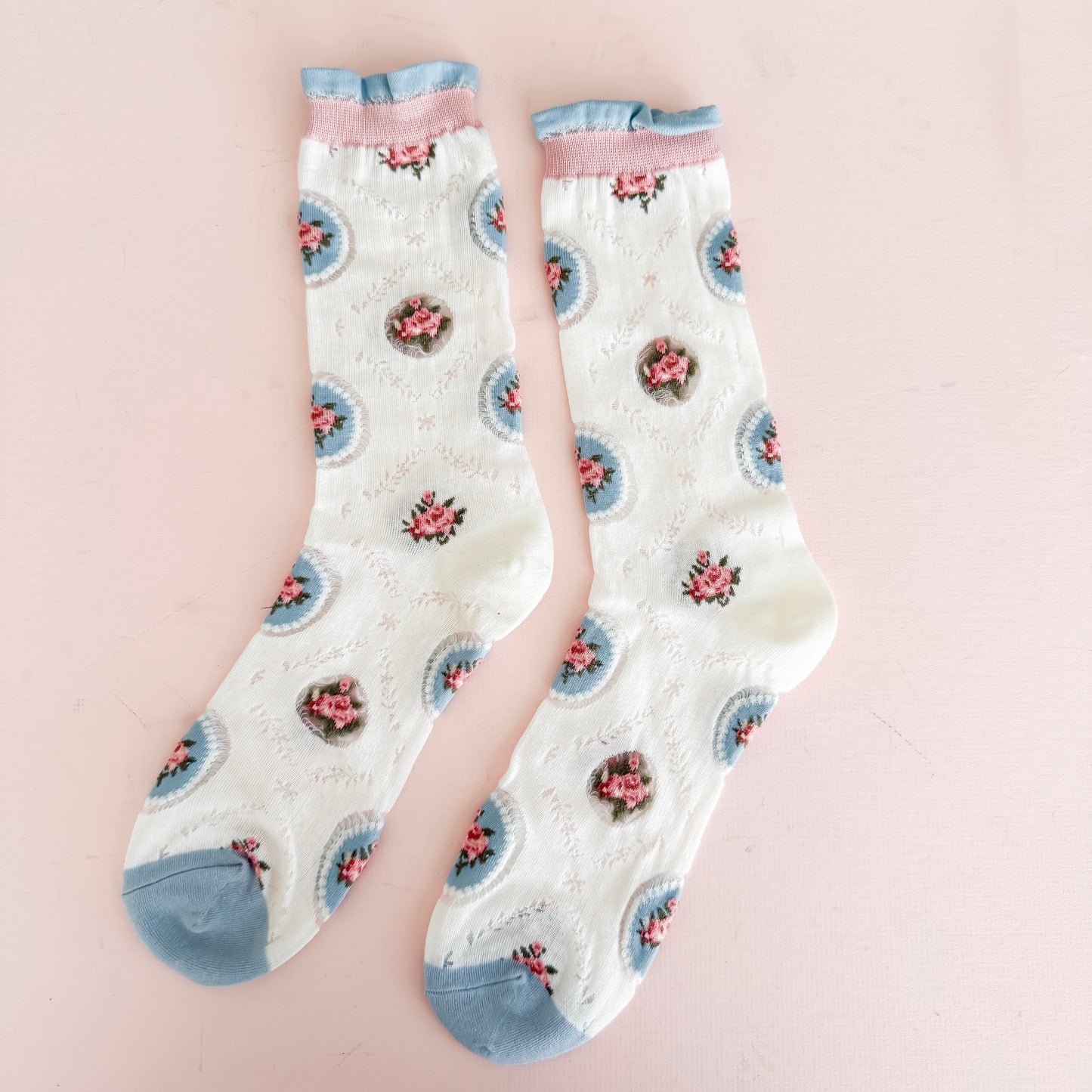 Cottage-Core Sheer Glass Socks | Elegant Textured Socks for Women