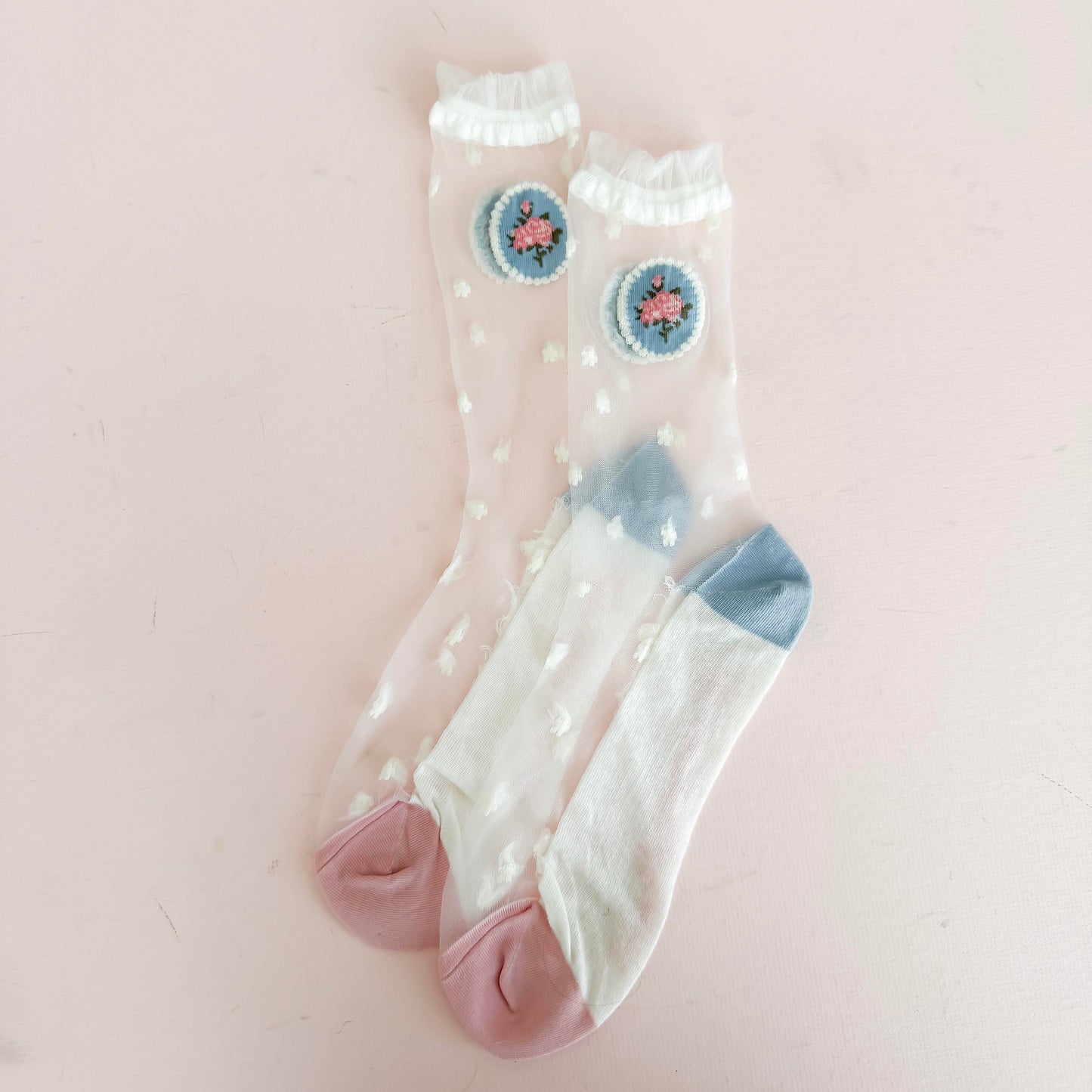 Cottage-Core Sheer Glass Socks | Elegant Textured Socks for Women