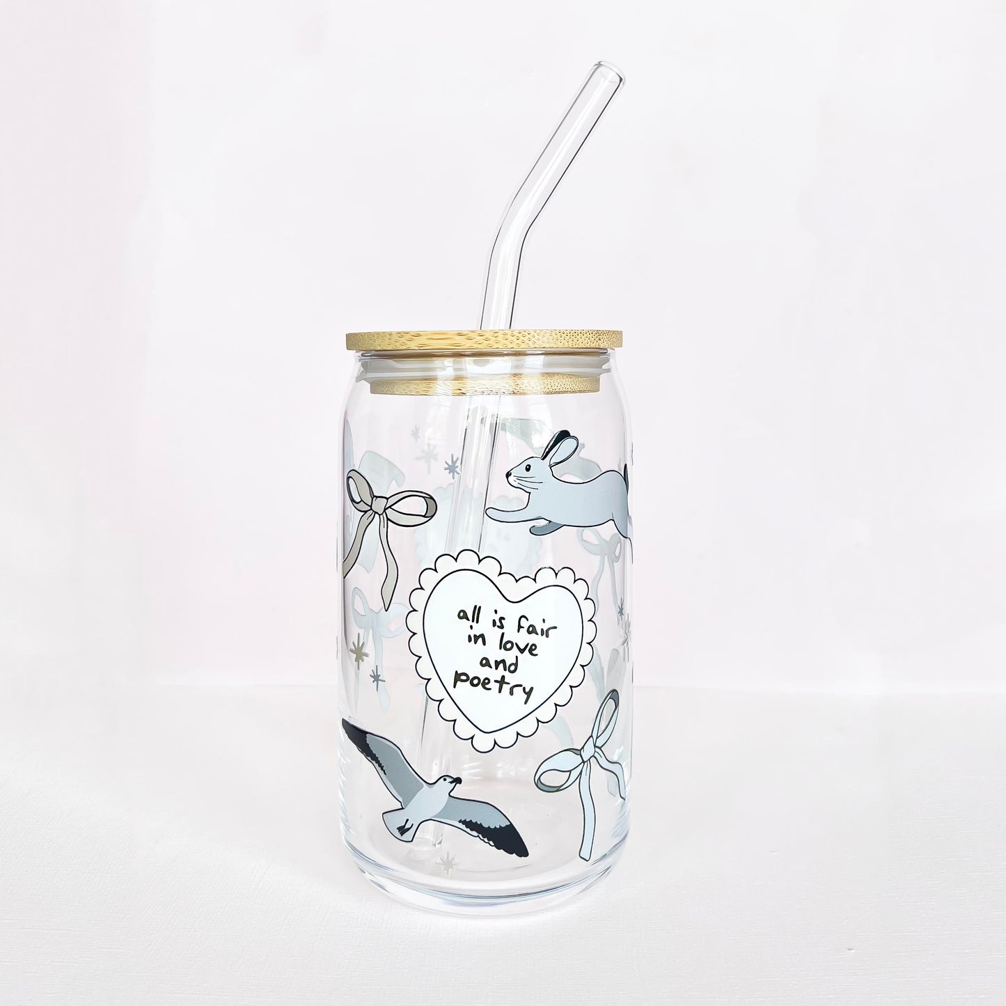 Taylor Swift TTPD Glass Tumblers with Bamboo Lid & Glass Straw
