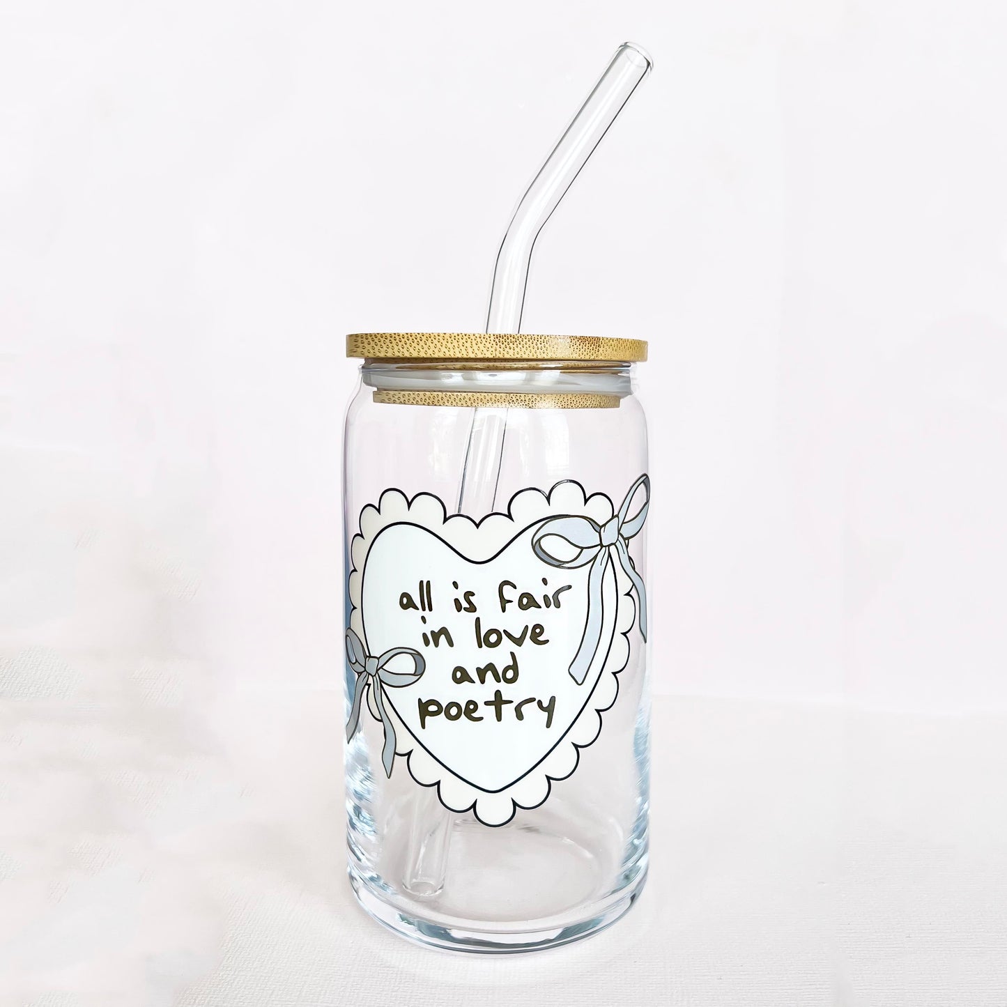 Taylor Swift TTPD Glass Tumblers with Bamboo Lid & Glass Straw