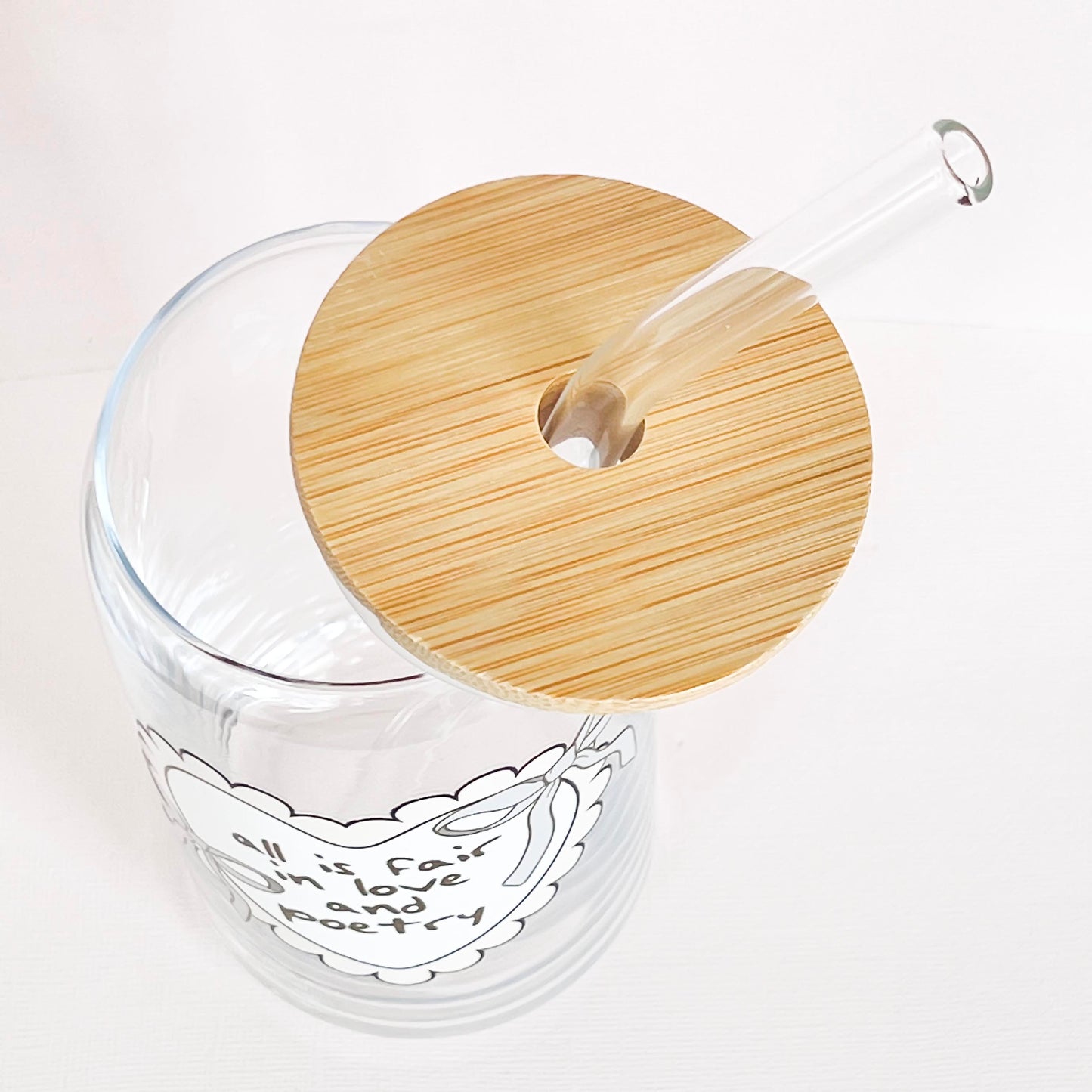 Taylor Swift TTPD Glass Tumblers with Bamboo Lid & Glass Straw
