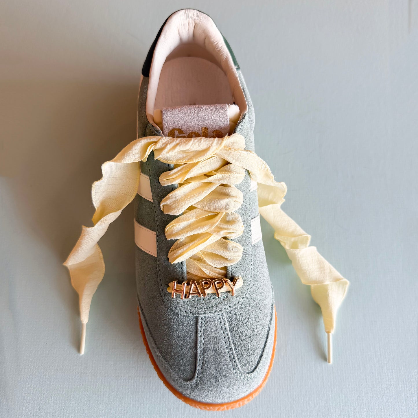 Leo and Lee Sneaker Lace Charm Sets- Butter Yellow + Happy Letter Charms