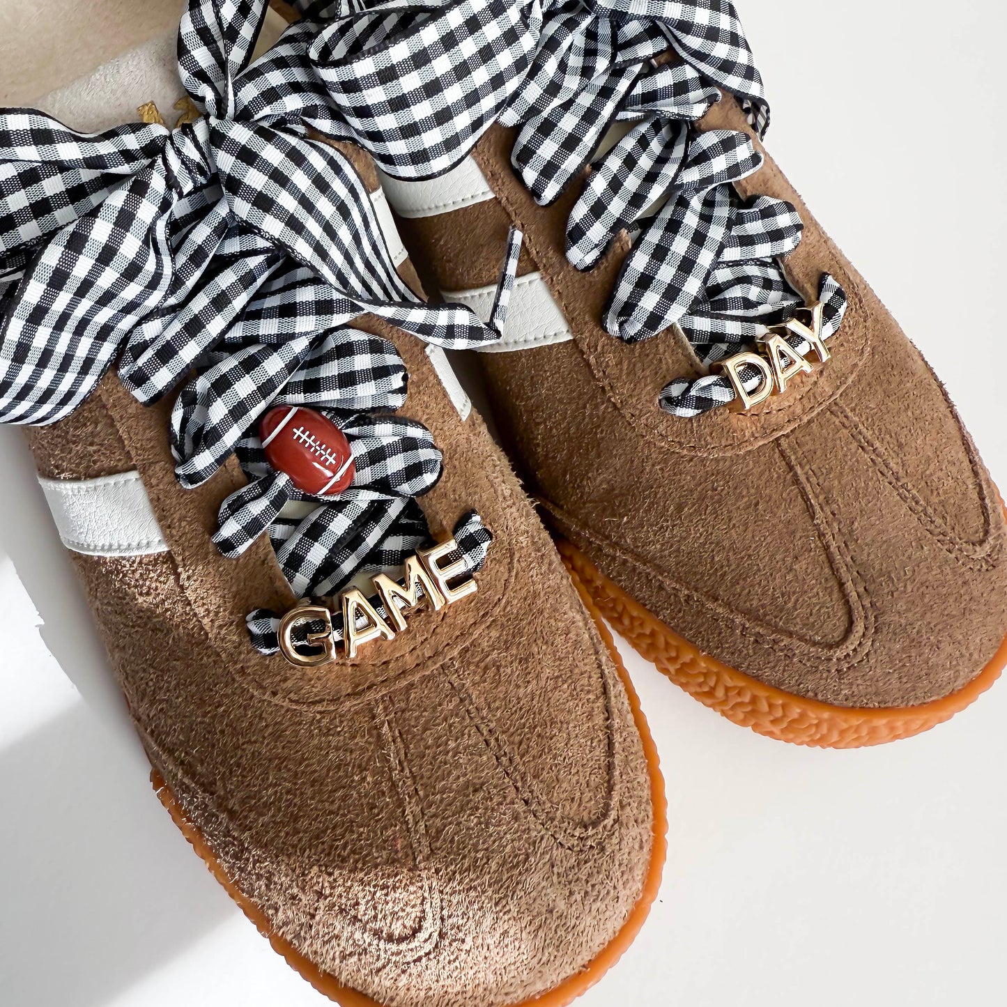 Game Day Gingham Sneaker Lace Charm Set – Football Shoe Accessories