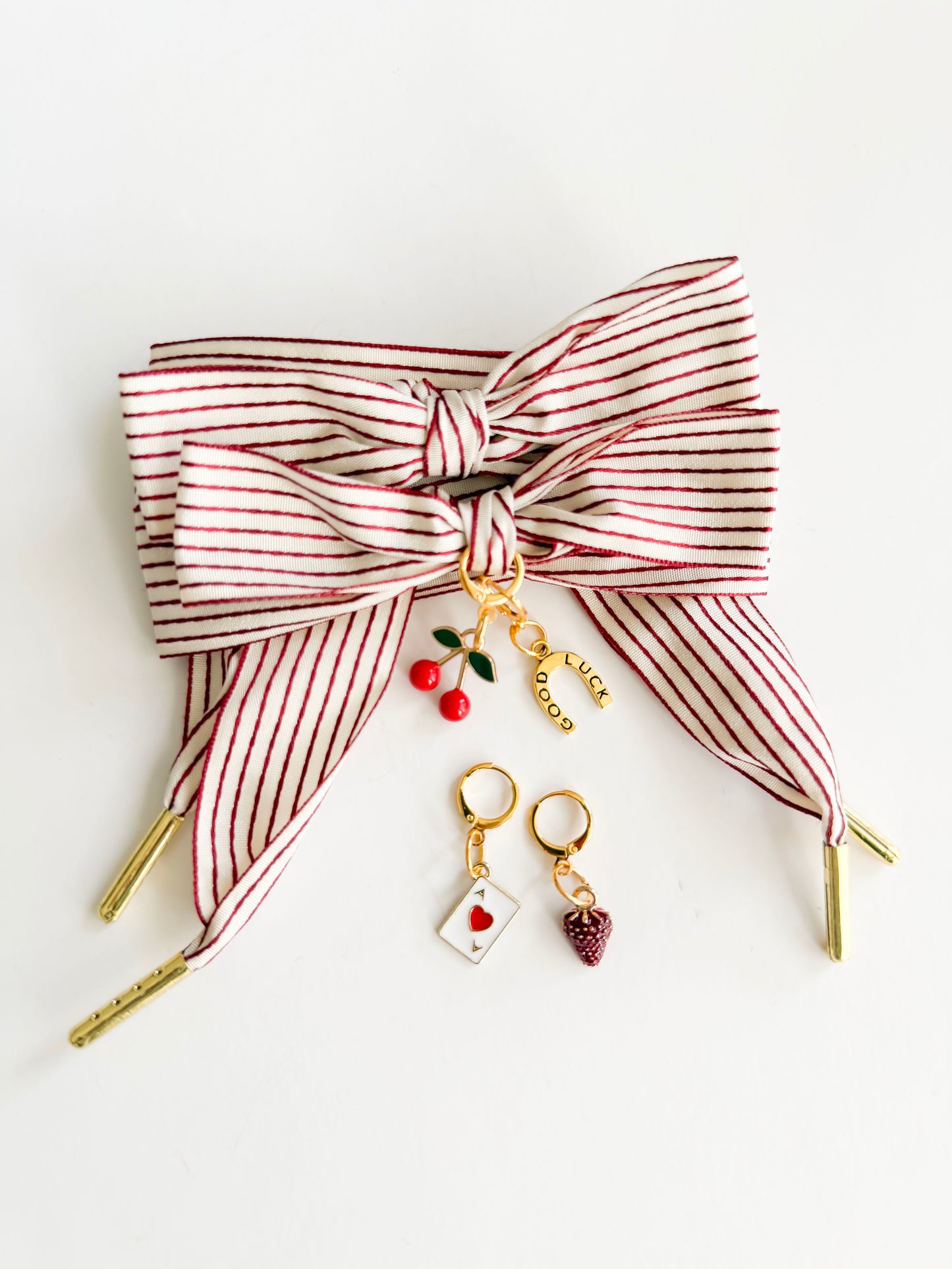 Heritage Stripe Charm Lace Set – Vintage Red & Cream