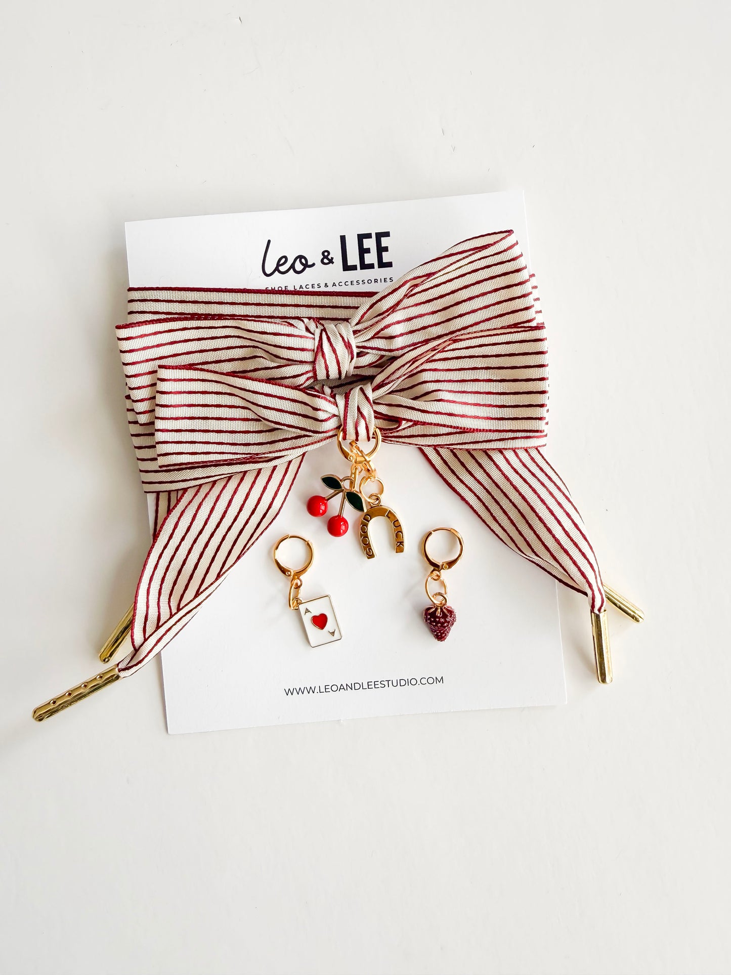 Heritage Stripe Charm Lace Set – Vintage Red & Cream