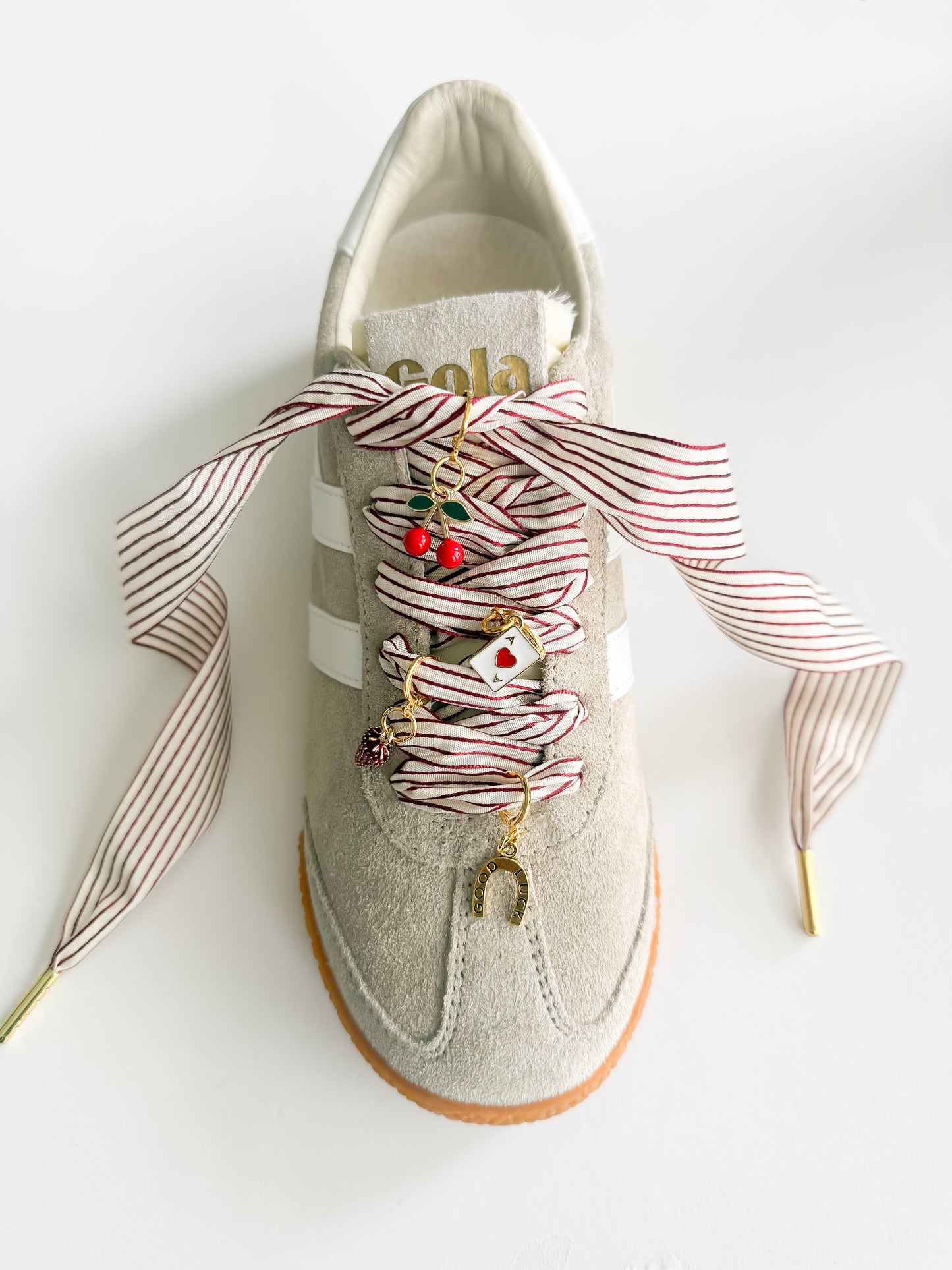 Heritage Stripe Charm Lace Set – Vintage Red & Cream