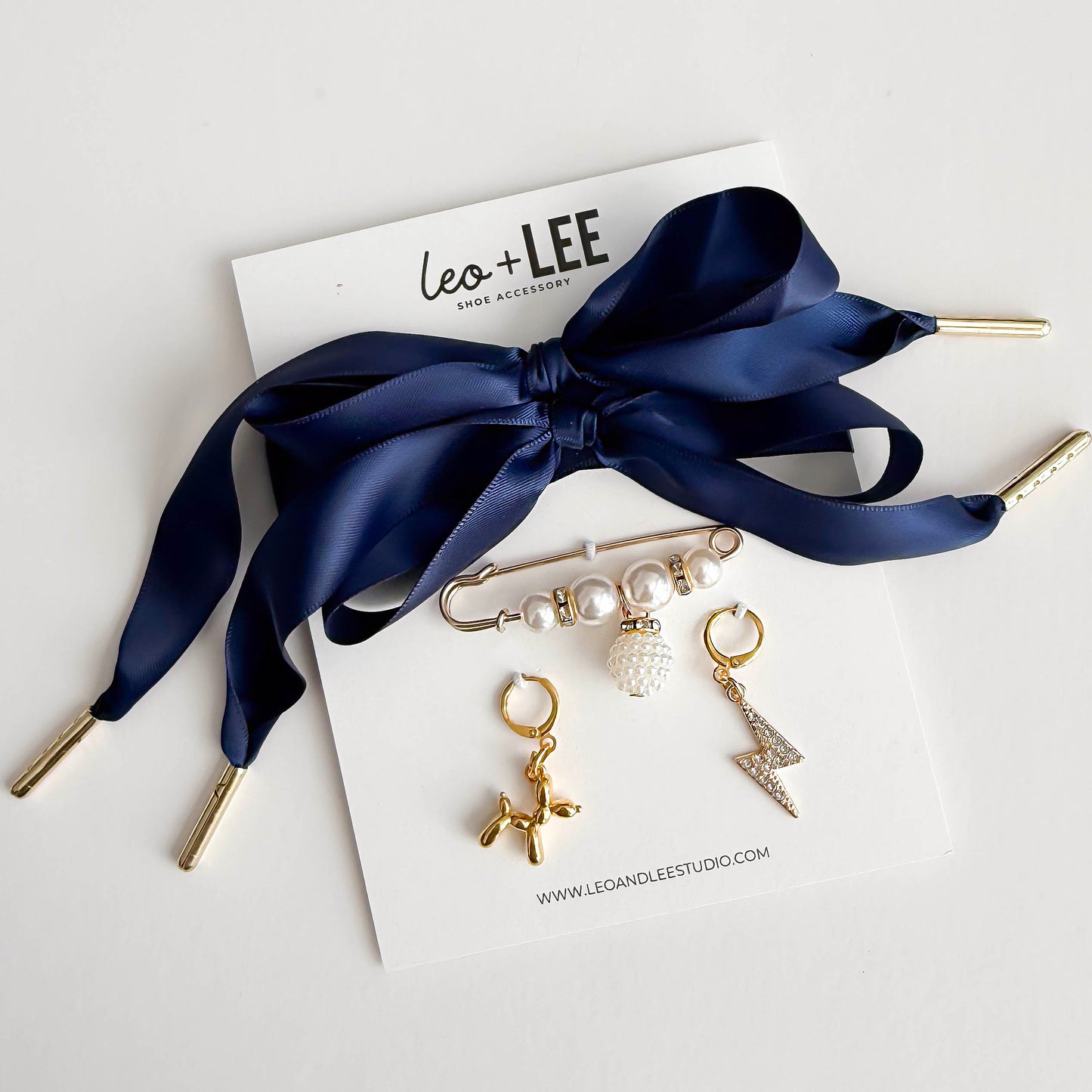 Satin Lace Charm Set with Gold Aglets – Sneaker Shoe Charm Sets