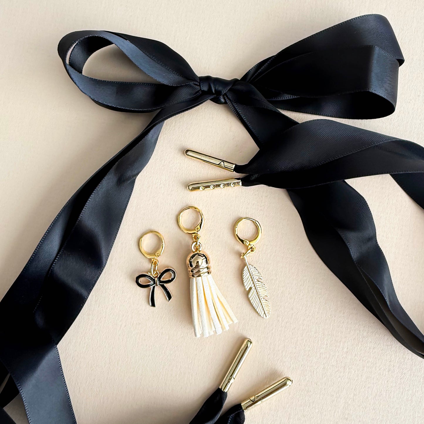 Satin Lace Charm Set with Gold Aglets – Sneaker Shoe Charm Sets