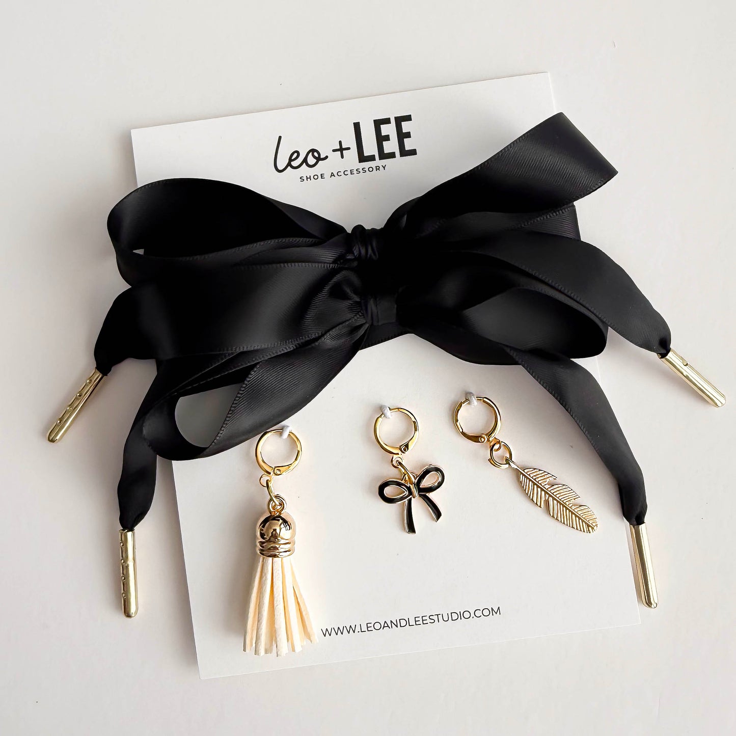 Satin Lace Charm Set with Gold Aglets – Sneaker Shoe Charm Sets