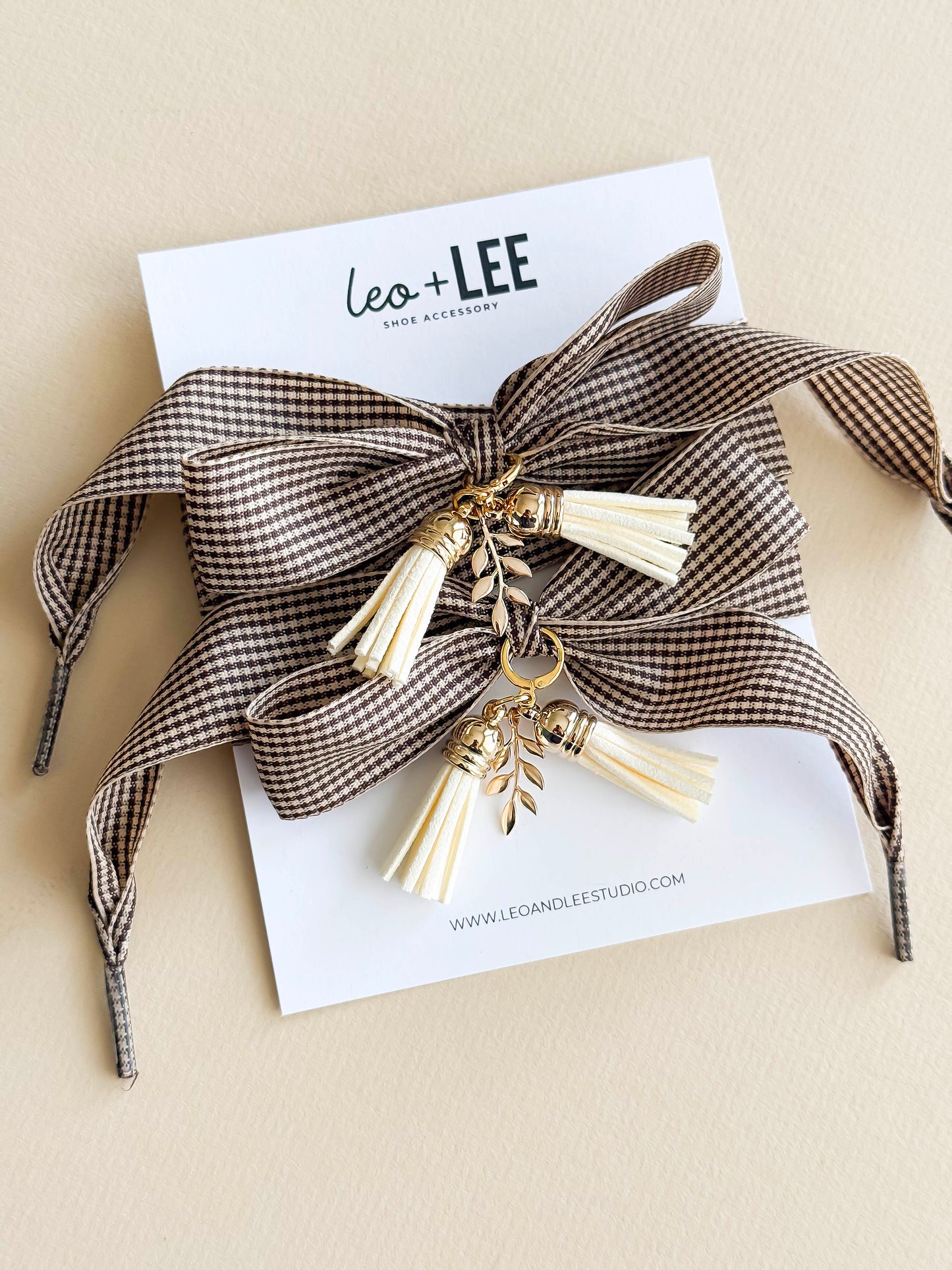 Shoe Charm + Lace Set – Brown Gingham Laces