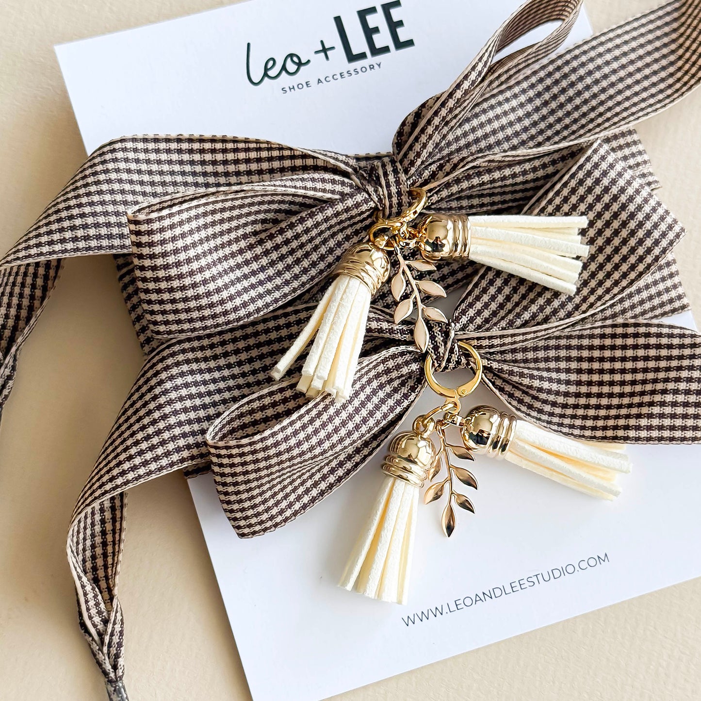 Shoe Charm + Lace Set – Brown Gingham Laces