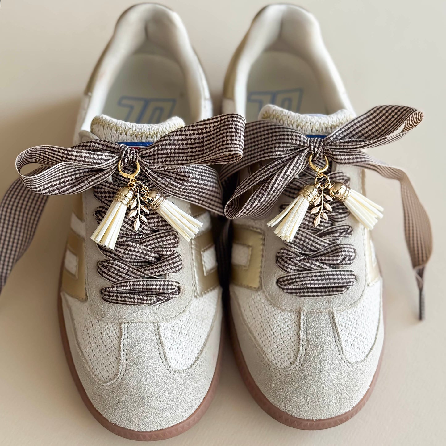 Shoe Charm + Lace Set – Brown Gingham Laces