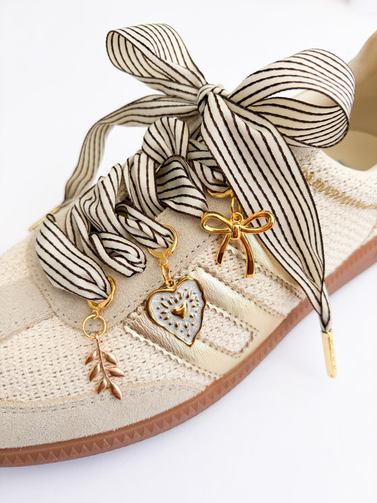 Heritage Stripe Charm Lace Set – Vintage Brown & Cream