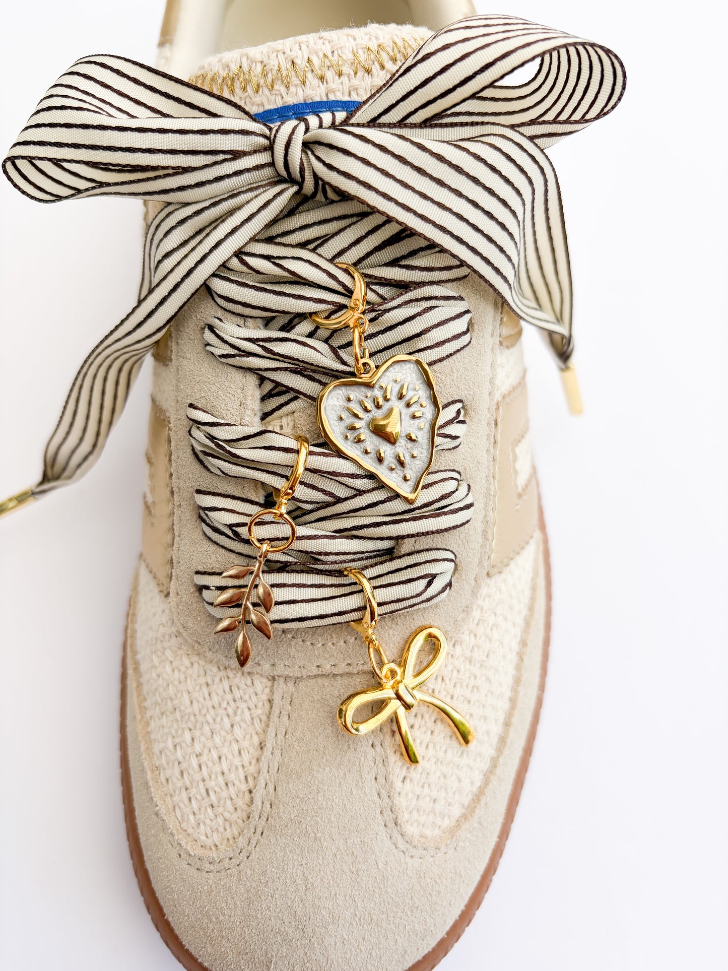 Heritage Stripe Charm Lace Set – Vintage Brown & Cream