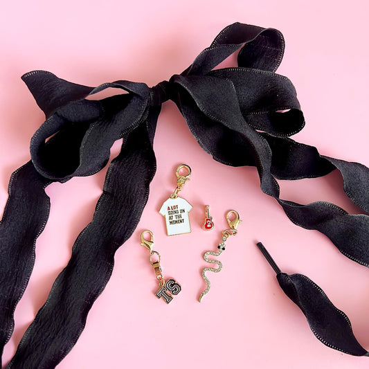 Taylor Swift-Inspired Sneaker Charms & Black Laces | Iconic Custom Shoe Accessories for Swifties