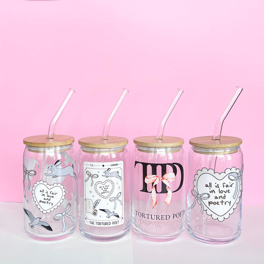 A Taylor Swiftie Glass Tumbler | TTPD | Taylor Version| All is fair in Love and Poetry